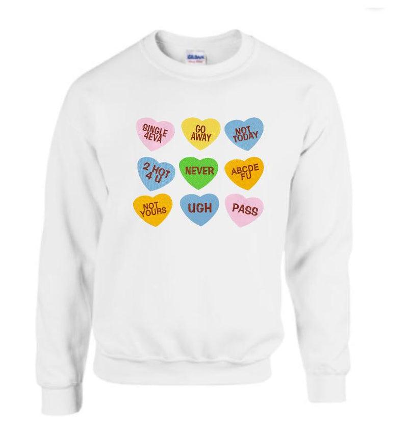 EMBROIDERED CONVERSATION HEART SWEATSHIRT Crewneck Casual Basic Day Stylish