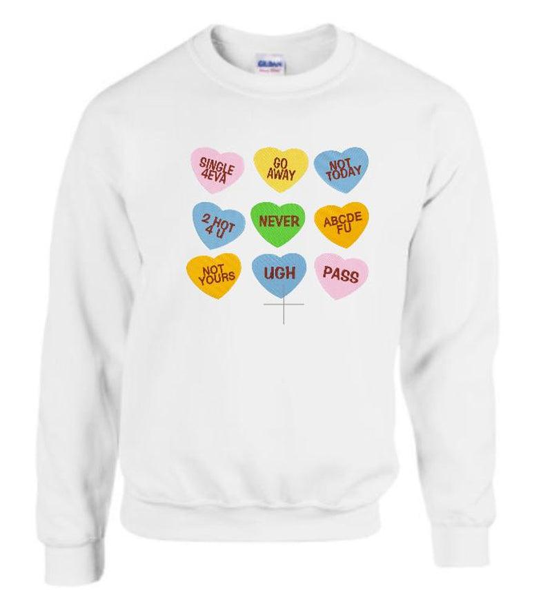 EMBROIDERED CONVERSATION HEART SWEATSHIRT Crewneck Casual Basic Day Stylish