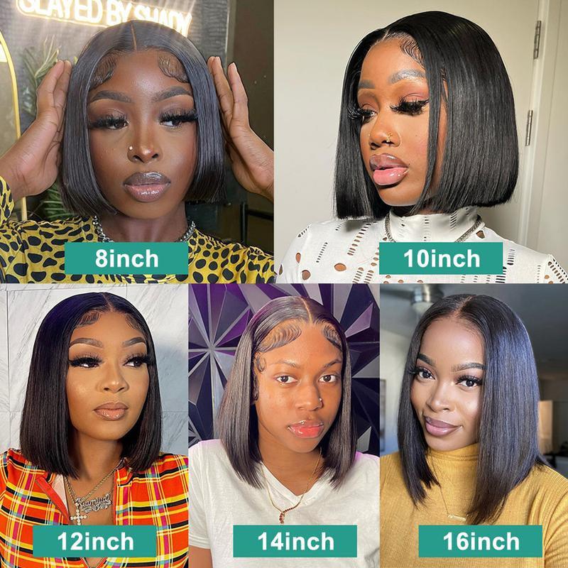 Karlami Hair 5X5 Closure Bob Wig Human Hair Bone Straight Short Bob Wig Glueless Wigs Transparent Lace Wig Pre Plucked for Women 150% Density Brazilian Wigs Side Part Bob Wig