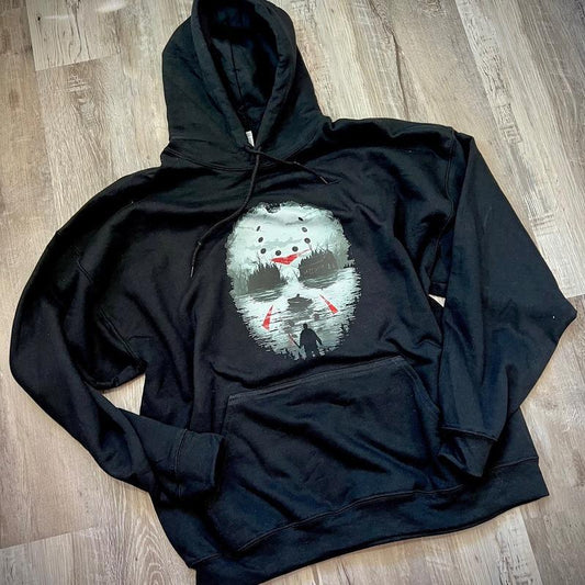 Halloween Friday the 13Th Horror Movie Black Hoodie Sweatshirt with Jason Voorhees Menswear Oversized